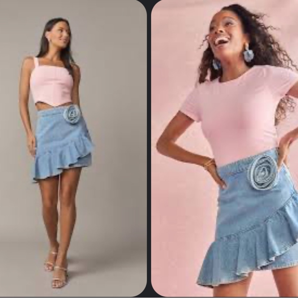 Francesca's Collections Light Blue Denim Mini Skirt
